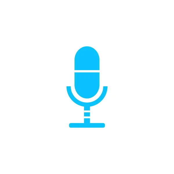 Microphone Icon Flat Blue Pictogram White Background Vector Illustration Symbol — Stock Vector