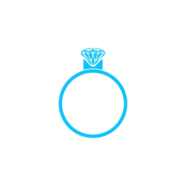 Diamanten Ring Icoon Plat Blauw Pictogram Witte Achtergrond Vector Illustratie — Stockvector