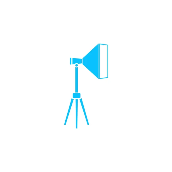 Studio Lighting Icon Flat Blue Pictogram White Background Vector Illustration — Stock Vector