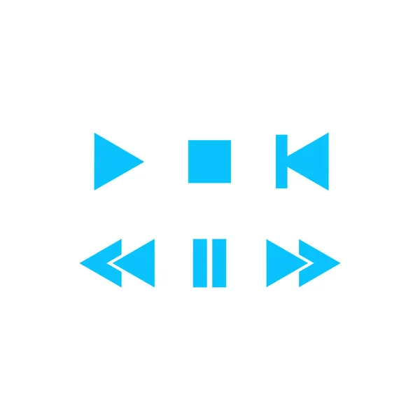 音乐按钮图标平面 白色背景上的蓝色象形文字 矢量图解符号 — 图库矢量图片