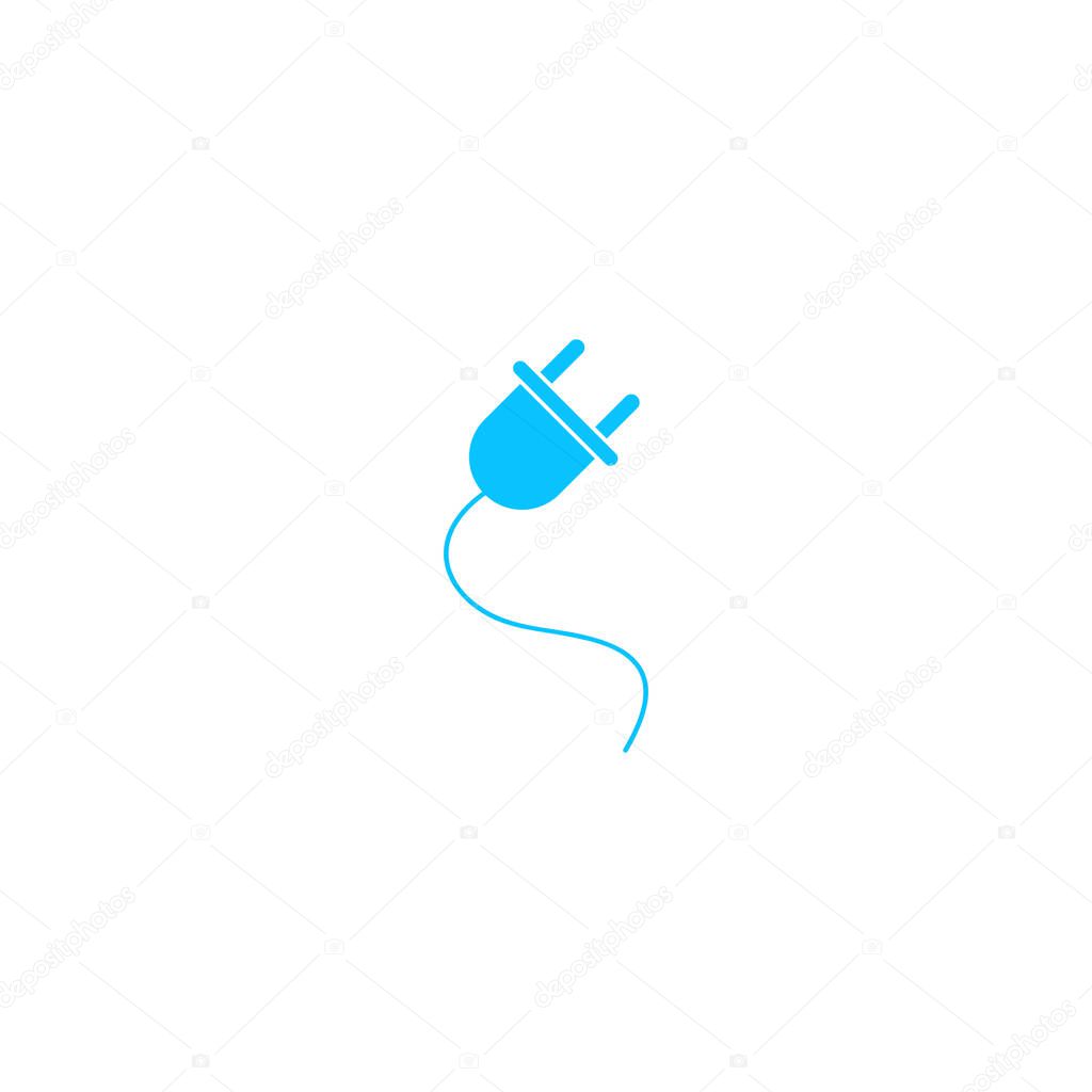 Power cord icon flat. Blue pictogram on white background. Vector illustration symbol