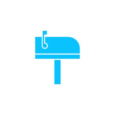 Posta kutusu simgesi düz. Beyaz arka planda mavi resim. Vektör illüstrasyon sembolü