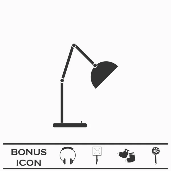 Lampe Lecture Icône Plat Pictogramme Noir Sur Fond Blanc Illustration — Image vectorielle