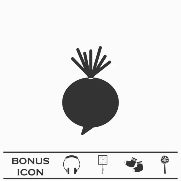 甜菜图标平坦 白色背景上的黑色象形文字 矢量图解符号和加法按钮 — 图库矢量图片
