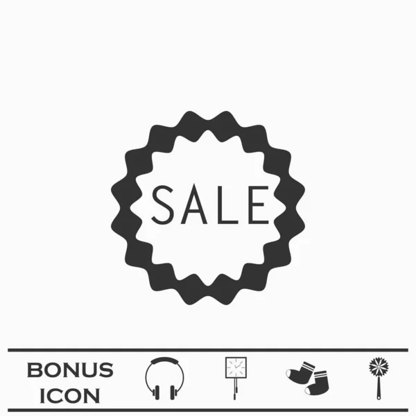 Vente Badge Icône Autocollant Plat Pictogramme Noir Sur Fond Blanc — Image vectorielle