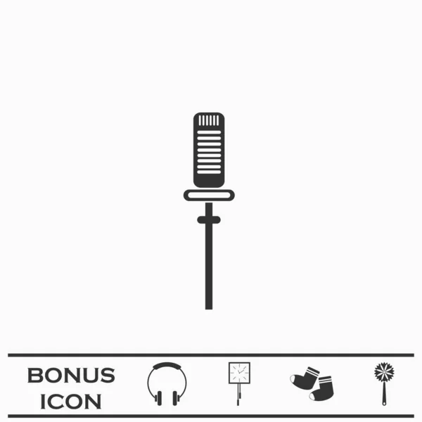 Ikonen För Ljudinspelningsutrustning Platt Svart Piktogram Vit Bakgrund Vektor Illustration — Stock vektor