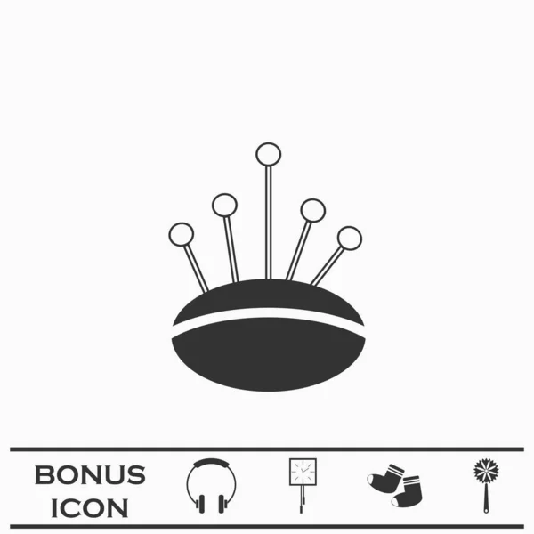 Pincushion Pins Icon Flat Black Pictogram White Background Vector Illustration — Stock Vector