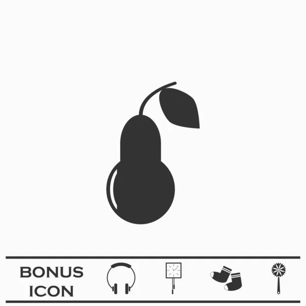 Pear Icon Flat Black Pictogram White Background Vector Illustration Symbol — Stock Vector