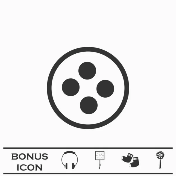 Clothing Buttons Sewing Item Icon Flat Black Pictogram White Background — Stock Vector