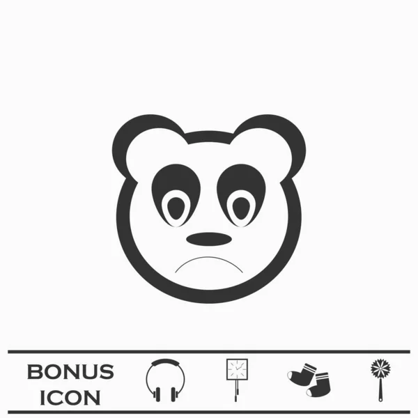 悲しいパンダのアイコンフラット 白い背景の黒いピクトグラム ベクターイラストのシンボルとボーナスボタン — ストックベクタ