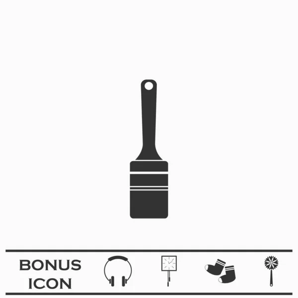 Instrument Rénovation Brosse Blanchir Chaux Icône Plat Pictogramme Noir Sur — Image vectorielle