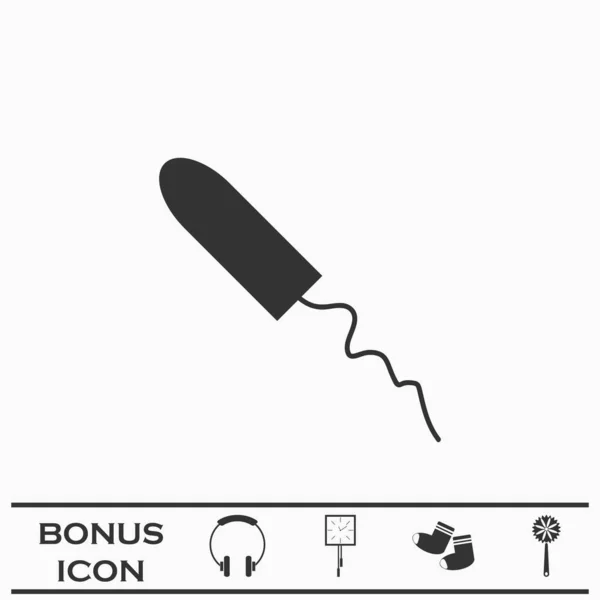 Tampon Icoon Plat Zwart Pictogram Witte Achtergrond Vector Illustratie Symbool — Stockvector