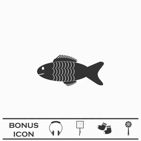 Fish Icon Flat Black Pictogram White Background Vector Illustration Symbol — Stock Vector