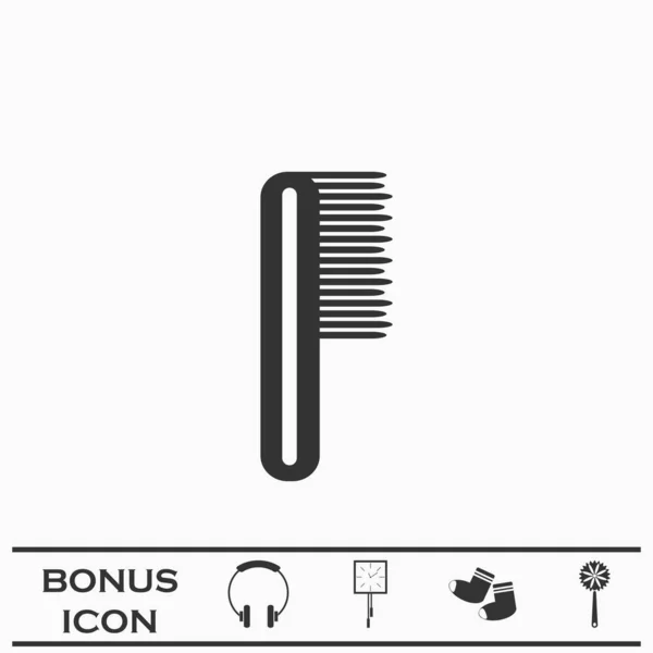 Comb Icon Flat Black Pictogram White Background Vector Illustration Symbol — Stock Vector