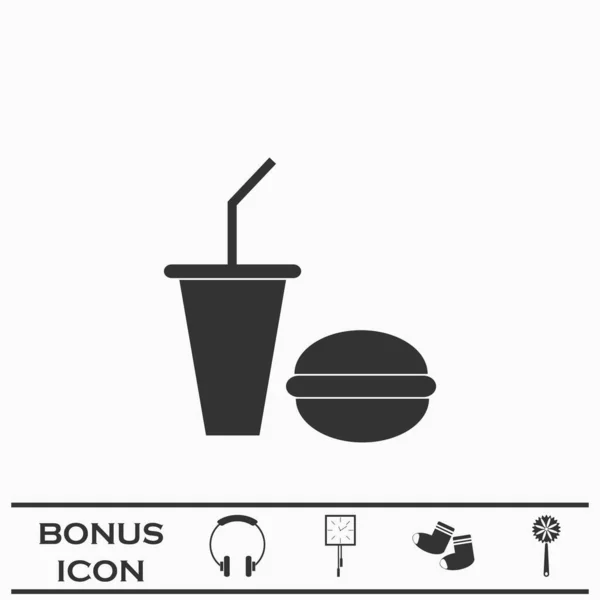 Fast Food Icon Flat Black Pictogram White Background Vector Illustration — Stock Vector