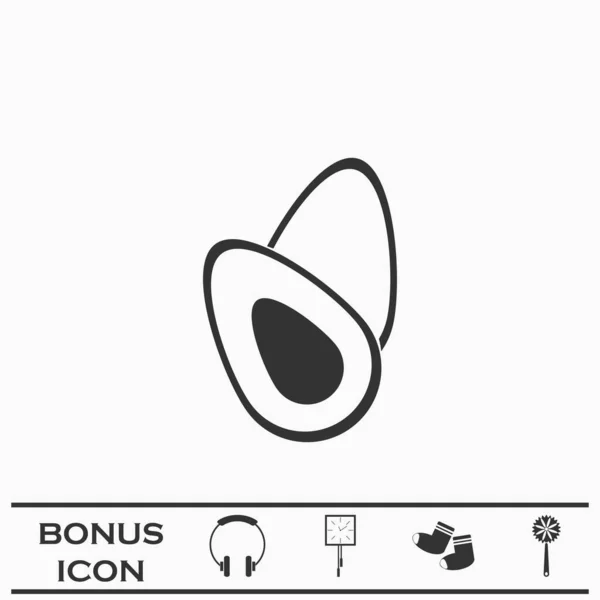Avocado Fruits Icon Flat Black Pictogram White Background Vector Illustration — Stock Vector
