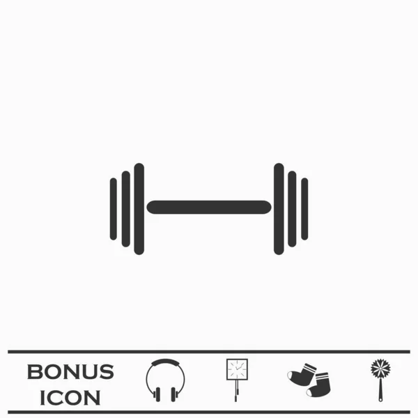 Barbell Icône Plat Pictogramme Noir Sur Fond Blanc Illustration Vectorielle — Image vectorielle