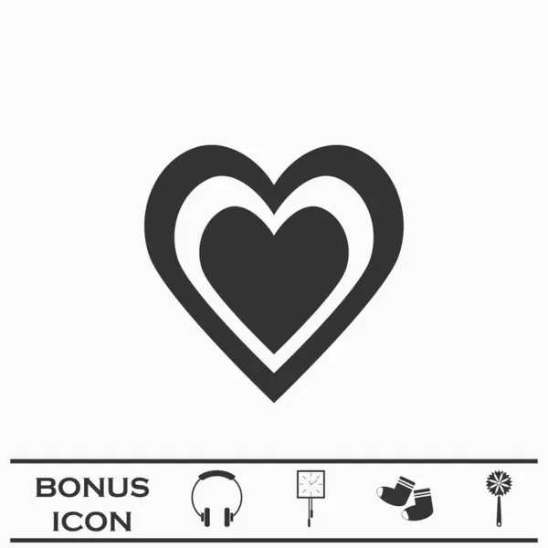 Heart Heart Icon Flat Black Pictogram White Background Vector Illustration — Stock Vector