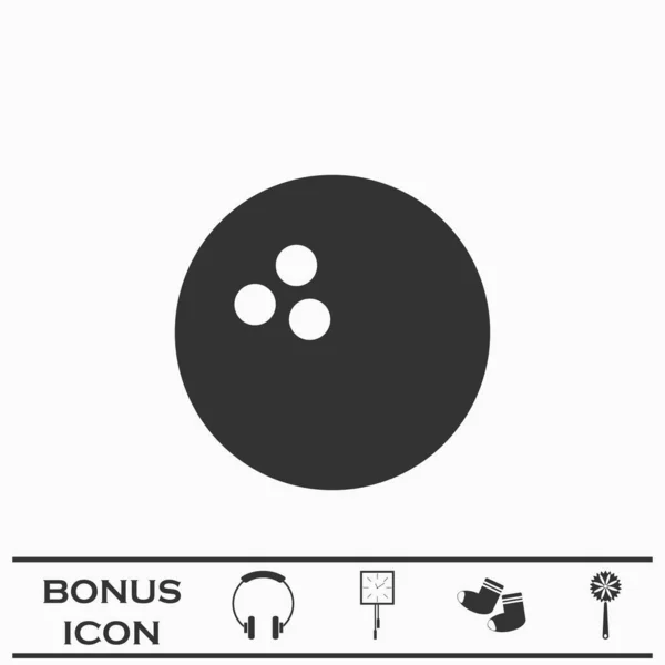 保龄球图标平坦 白色背景上的黑色象形文字 矢量图解符号和加法按钮 — 图库矢量图片