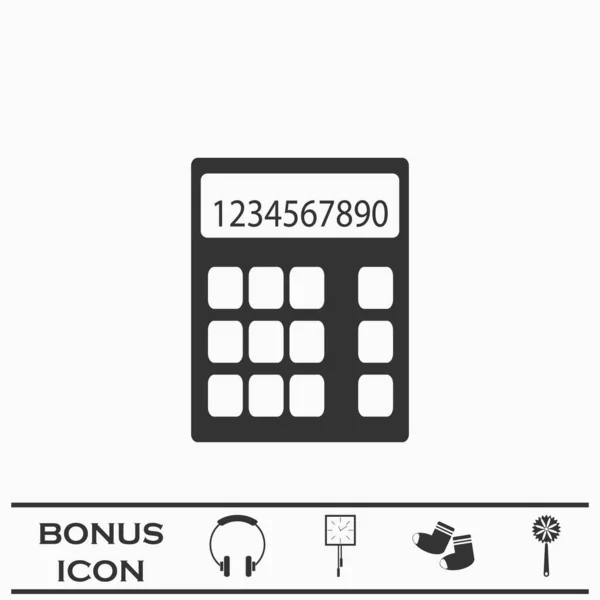 Calculator Icon Flat Black Pictogram White Background Vector Illustration Symbol — Stock Vector