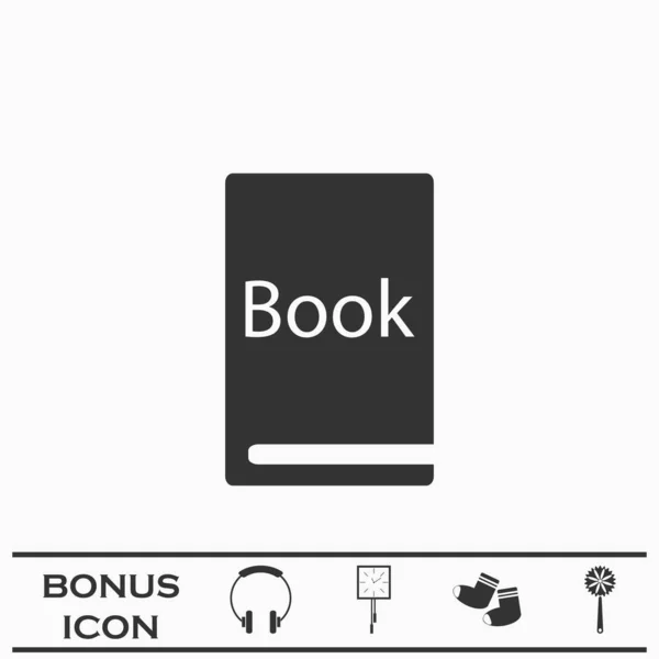 Könyv Ikon Lakás Fekete Piktogram Fehér Háttérrel Vektor Illusztráció Szimbólum — Stock Vector
