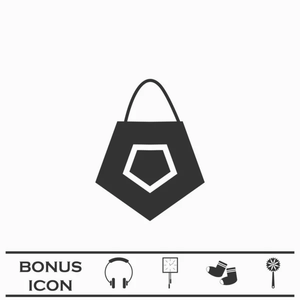 Bag Icon Flat Black Pictogram White Background Vector Illustration Symbol — Stock Vector