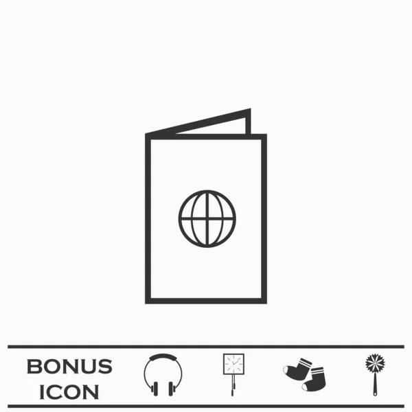 Icône Passeport Plate Pictogramme Noir Sur Fond Blanc Illustration Vectorielle — Image vectorielle