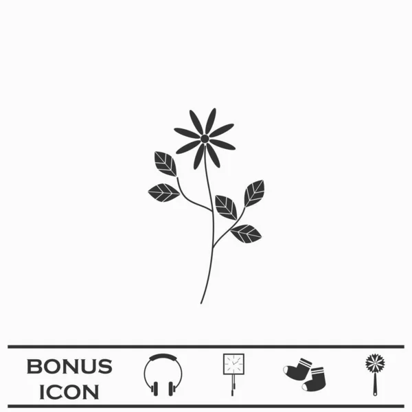 Květinová Ikona Plochá Černý Piktogram Bílém Pozadí Symbol Vektorové Ilustrace — Stockový vektor