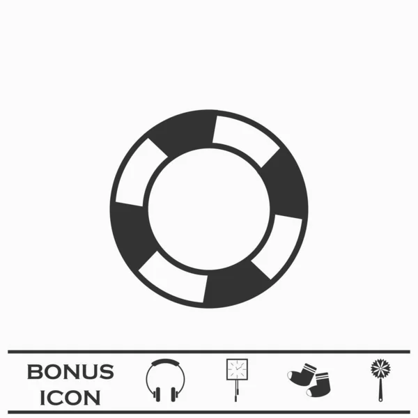 Ikona Záchranných Kruhů Plochá Černý Piktogram Bílém Pozadí Symbol Vektorové — Stockový vektor