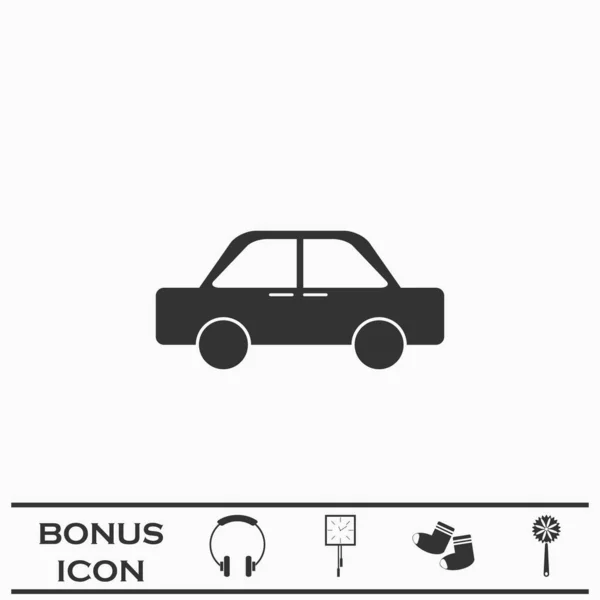 Auto Icoon Plat Zwart Pictogram Witte Achtergrond Vector Illustratie Symbool — Stockvector