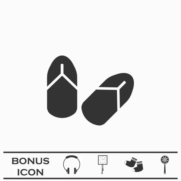 拖鞋图标平坦 白色背景上的黑色象形文字 矢量图解符号和加法按钮 — 图库矢量图片