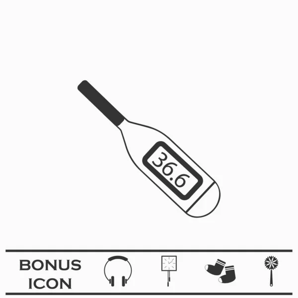 Thermometer Icoon Plat Zwart Pictogram Witte Achtergrond Vector Illustratie Symbool — Stockvector