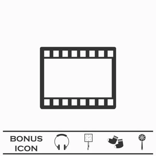 Film Media Icon Flat Black Pictogram White Background Vector Illustration — Archivo Imágenes Vectoriales