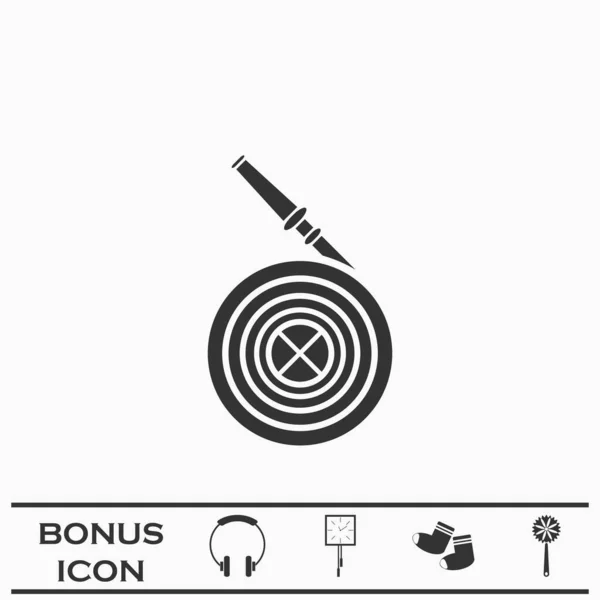 ウォーターホースアイコンフラット 白い背景の黒いピクトグラム ベクターイラストのシンボルとボーナスボタン — ストックベクタ