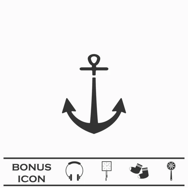 Anchor Icon Flat Black Pictogram White Background Vector Illustration Symbol — Stock Vector