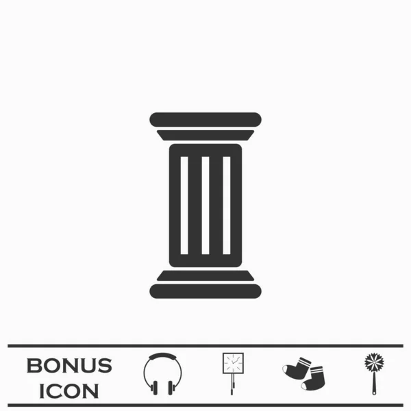 Иконка Античной Колонны Плоская Черная Пиктограмма Белом Фоне Векторный Символ — стоковый вектор