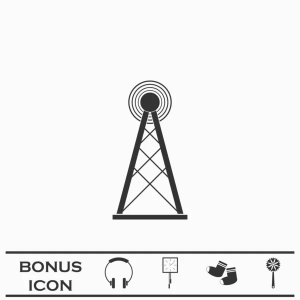 放射線位置レーダーアイコンフラット 白い背景の黒いピクトグラム ベクターイラストのシンボルとボーナスボタン — ストックベクタ