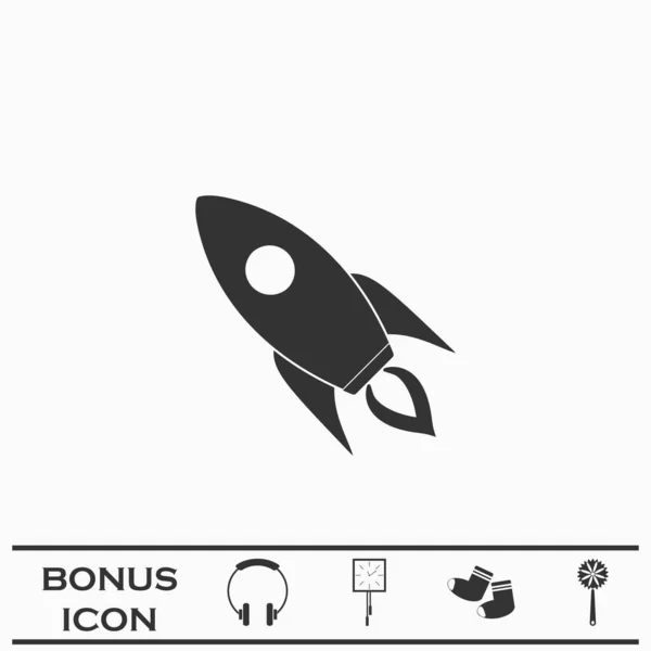Иконка Ракеты Плоская Черная Пиктограмма Белом Фоне Векторный Символ Иллюстрации — стоковый вектор