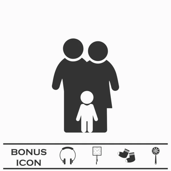 Family Icon Flat Black Pictogram White Background Vector Illustration Symbol — Vector de stock