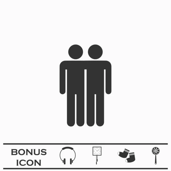 Best Friends Icon Flat Black Pictogram White Background Vector Illustration — Vector de stock