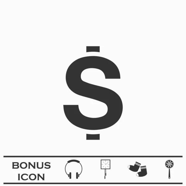 Dollars Usd Money Icon Flat Black Pictogram White Background Vector — Stock Vector