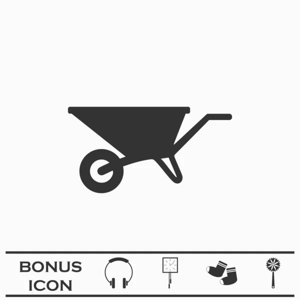 Wheelbarrow Cart Icon Flat Black Pictogram White Background Vector Illustration — Stock Vector