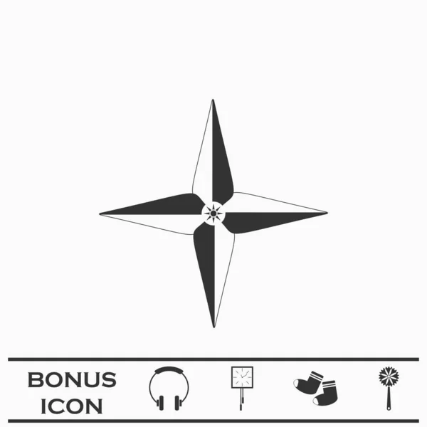 Wind Rose Icon Flat Black Pictogram White Background Vector Illustration —  Vetores de Stock