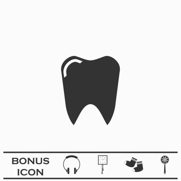 牙齿图标扁平 白色背景上的黑色象形文字 矢量图解符号和加法按钮 — 图库矢量图片
