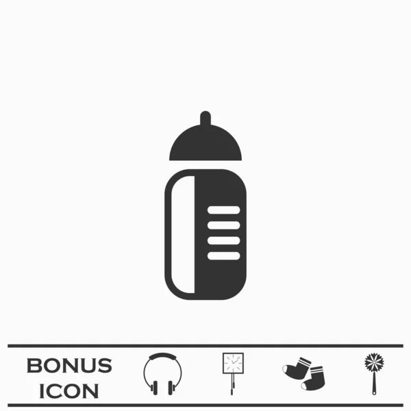 Sports Water Bottle Icon Flat Black Pictogram White Background Vector —  Vetores de Stock