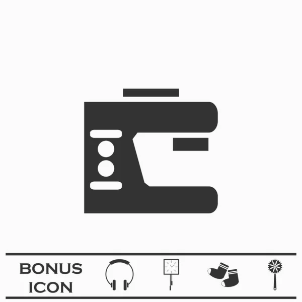 Sewing Machine Icon Flat Black Pictogram White Background Vector Illustration — Stock Vector