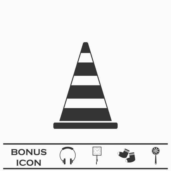 Verkeerskegel Icoon Plat Zwart Pictogram Witte Achtergrond Vector Illustratie Symbool — Stockvector