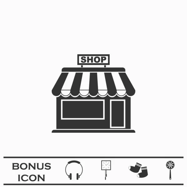 Shop Icon Flat Black Pictogram White Background Vector Illustration Symbol — Stock Vector