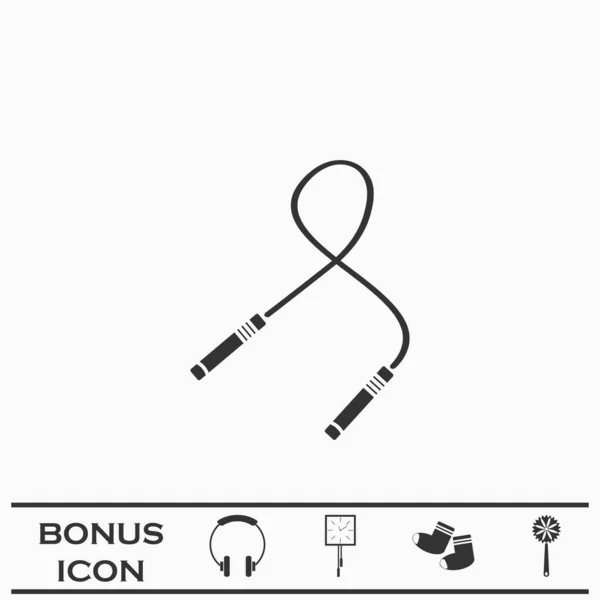 Jumping Rope Icon Flat Black Pictogram White Background Vector Illustration — Stock Vector