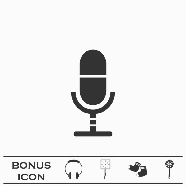 Mikrofonsymbol Flach Schwarzes Piktogramm Auf Weißem Hintergrund Vektorillustration Symbol Und — Stockvektor